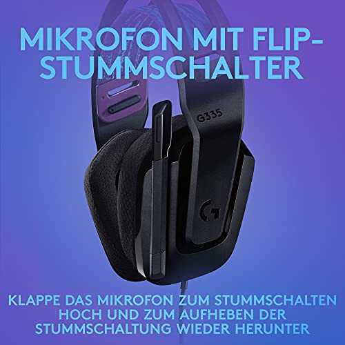 Logitech G G335, Kabelgebundenes Gaming-Headset, Mikrofon mit Flip-Stummschalter, 3,5-mm-Audioanschluss, Memory Foam-Ohrpolster, leicht, kompatibel PC, PlayStation, Xbox, Nintendo Switch - Schwarz Bild 5