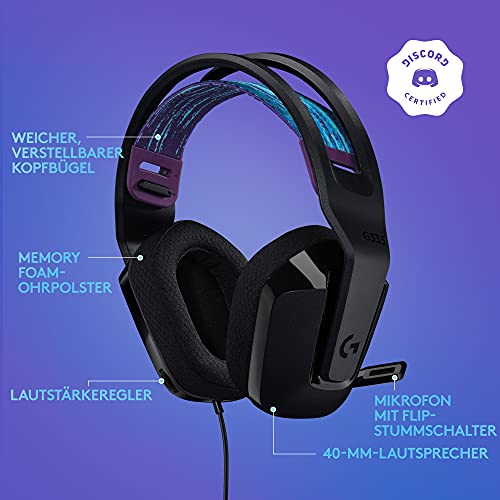Logitech G G335, Kabelgebundenes Gaming-Headset, Mikrofon mit Flip-Stummschalter, 3,5-mm-Audioanschluss, Memory Foam-Ohrpolster, leicht, kompatibel PC, PlayStation, Xbox, Nintendo Switch - Schwarz Bild 6
