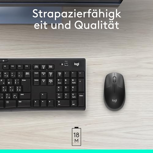 Logitech kabellose Maus M190, geschwungenes Design für beidhändige Nutzung, Batterielebensdauer von 18 Monaten plus Stromsparmodus, USB-Empfänger, präzise Kontrolle dank breitem Rad und Tasten Schwarz Bild 6