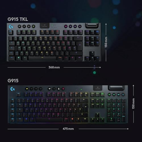 Logitech G915 LIGHTSPEED TKL Tenkeyless kabellose mechanische Gaming-Tastatur, Taktiler GL-Tasten-Switch, LIGHTSYNC RGB, Ultraschlankes Design, 40+ Stunden Akkulaufzeit, Deutsches QWERTZ-Layout Bild 3