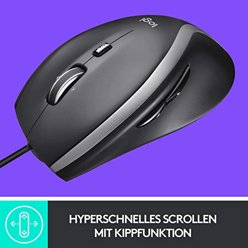 Logitech M500s Kabelgebundene Maus mit fortschrittlicher hyperschneller Scroll- und Kippfunktion, anpassbaren Tasten, hochpräziser Abtastung mit DPI-Schalter, USB-Plug&Play - Grau Bild 2