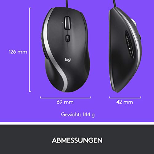 Logitech M500s Kabelgebundene Maus mit fortschrittlicher hyperschneller Scroll- und Kippfunktion, anpassbaren Tasten, hochpräziser Abtastung mit DPI-Schalter, USB-Plug&Play - Grau Bild 3