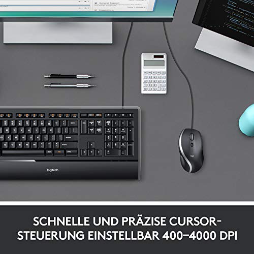 Logitech M500s Kabelgebundene Maus mit fortschrittlicher hyperschneller Scroll- und Kippfunktion, anpassbaren Tasten, hochpräziser Abtastung mit DPI-Schalter, USB-Plug&Play - Grau Bild 6