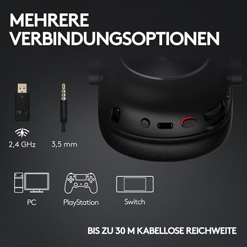Logitech G PRO X 2 Lightspeed Wireless Gaming Headset, abnehmbares Boom-Mic, 50-mm-Graphen-Treiber, DTS:X-Kopfhörer 2.0–7.1 Surround, Bluetooth/USB/3,5 mm Aux, PC, PS5, PS4 - Magenta Bild 5