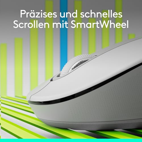 Logitech Signature M650 L Left Kabellose Maus - für große linke Hände, Leise Klicks, Anpassbare Seitentasten, Bluetooth, Kompatibilität mit mehreren Geräten - Weiß Bild 2