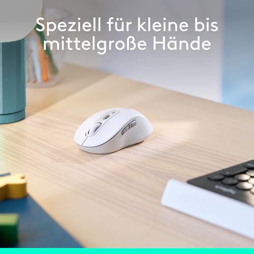 Logitech Signature M650 L Left Kabellose Maus - für große linke Hände, Leise Klicks, Anpassbare Seitentasten, Bluetooth, Kompatibilität mit mehreren Geräten - Weiß Bild 3