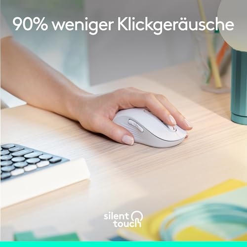 Logitech Signature M650 L Left Kabellose Maus - für große linke Hände, Leise Klicks, Anpassbare Seitentasten, Bluetooth, Kompatibilität mit mehreren Geräten - Weiß Bild 5