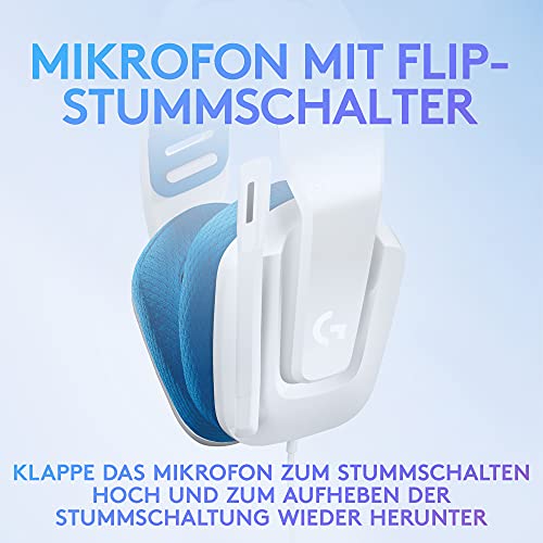Logitech G G335, Kabelgebundenes Gaming-Headset, Mikrofon mit Flip-Stummschalter, 3,5-mm-Audioanschluss, Memory Foam-Ohrpolster, leicht, kompatibel PC,PlayStation, Xbox,Nintendo Switch - Weiß Bild 6