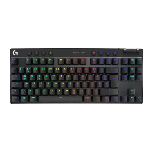 Logitech G PRO X TKL Lightspeed kabellose Gaming-Tastatur, ultramobiles Design ohne Ziffernblock, LIGHTSYNC RGB, PBT-Tastenkappen, Tactile Switches (GX Brown), QWERTZ Deutsches, PC - Schwarz Bild 1