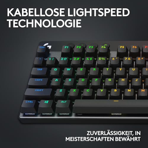 Logitech G PRO X TKL Lightspeed kabellose Gaming-Tastatur, ultramobiles Design ohne Ziffernblock, LIGHTSYNC RGB, PBT-Tastenkappen, Tactile Switches (GX Brown), QWERTZ Deutsches, PC - Schwarz Bild 3