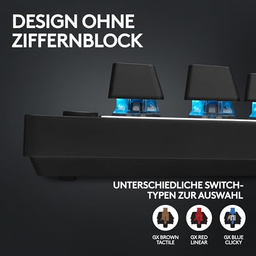 Logitech G PRO X TKL Lightspeed kabellose Gaming-Tastatur, ultramobiles Design ohne Ziffernblock, LIGHTSYNC RGB, PBT-Tastenkappen, Tactile Switches (GX Brown), QWERTZ Deutsches, PC - Schwarz Bild 4