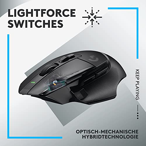 Logitech G502 X LIGHTSPEED Kabellose Gaming-Maus - Optische Maus mit optisch-mechanischen LIGHTFORCE Hybridschaltern, HERO 25K Gaming-Sensor, Kompatibel mit PC - macOS/Windows - Schwarz Bild 2