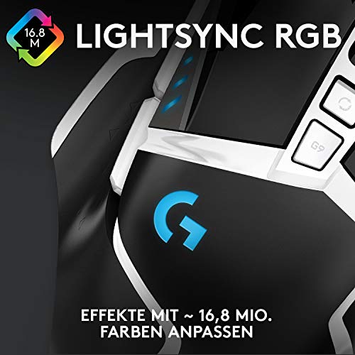 Logitech G502 HERO Gaming-Maus Special Edition mit HERO 25K DPI Sensor, RGB-Beleuchtung, Gewichtstuning, 11 programmierbare Tasten, anpassbare Spielprofile, PC/Mac - Schwarz/Weiß Bild 5
