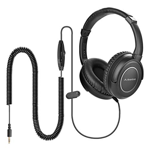 Avantree HF039 Over Ear TV Kopfhörer mit Langes Kabel (16.4 Fuß / 5M), HiFi Stereo Headset für Fernseher, mit Ohrmuscheln, 3.5mm Audio Output, mit Spiralenkabel und eingebauter Lautstärkeregelung Bild 1