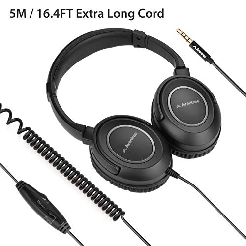 Avantree HF039 Over Ear TV Kopfhörer mit Langes Kabel (16.4 Fuß / 5M), HiFi Stereo Headset für Fernseher, mit Ohrmuscheln, 3.5mm Audio Output, mit Spiralenkabel und eingebauter Lautstärkeregelung Bild 2