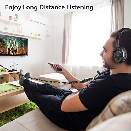 Avantree HF039 Over Ear TV Kopfhörer mit Langes Kabel (16.4 Fuß / 5M), HiFi Stereo Headset für Fernseher, mit Ohrmuscheln, 3.5mm Audio Output, mit Spiralenkabel und eingebauter Lautstärkeregelung Bild 3