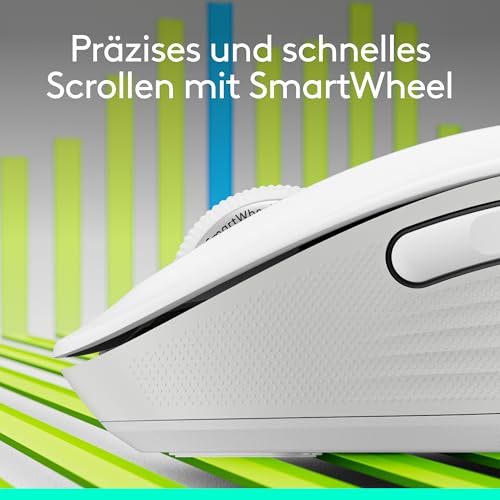 Logitech Signature M650 Kabellose Maus - für kleine bis mittelgroße Hände, 2-Jahres-Batterie, Leise Klicks, Anpassbare Seitentasten, Bluetooth, Kompatibilität mit mehreren Geräten - Weiß Bild 2
