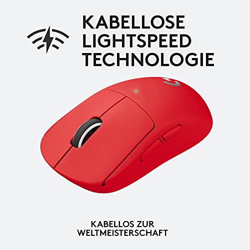 Logitech G PRO X SUPERLIGHT kabellose Gaming-Maus mit HERO 25K Sensor, Ultra-leicht mit 63g, 5 programmierbare Tasten, 70 Stunden Akkulaufzeit, PTFE-Füße ohne Zusatzstoffe, PC/Mac - Rot Bild 4