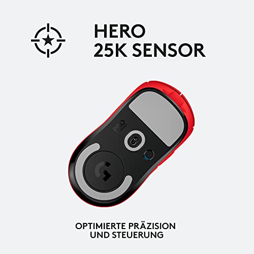 Logitech G PRO X SUPERLIGHT kabellose Gaming-Maus mit HERO 25K Sensor, Ultra-leicht mit 63g, 5 programmierbare Tasten, 70 Stunden Akkulaufzeit, PTFE-Füße ohne Zusatzstoffe, PC/Mac - Rot Bild 5