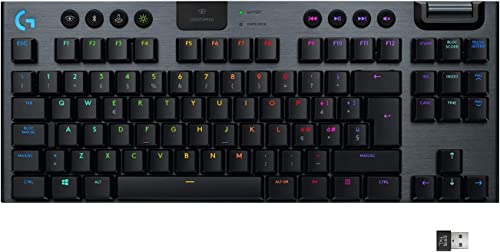 Logitech G 915 Lightspeed TKL Tenkeyless-Tastatur, kabellos, mechanisches Gaming-Profil, GL-Tactile Switches, LIGHTSYNC RGB, +40 Stunden Akkulaufzeit, Italienisch QWERTY - Schwarz Bild 1