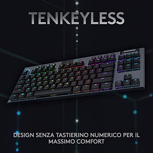 Logitech G 915 Lightspeed TKL Tenkeyless-Tastatur, kabellos, mechanisches Gaming-Profil, GL-Tactile Switches, LIGHTSYNC RGB, +40 Stunden Akkulaufzeit, Italienisch QWERTY - Schwarz Bild 5