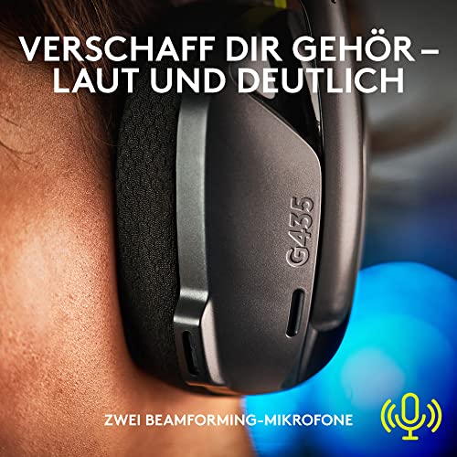 Logitech G G435 LIGHTSPEED, Kabelloses Gaming-Headset mit Bluetooth,Leichte Over-Ear-Kopfhörer, integrierte Mikrofone, 18 Stunden Akkulaufzeit, Dolby Atmos, PC,PS4,PS5,Nintendo Switch/Switch 2-Schwarz Bild 6