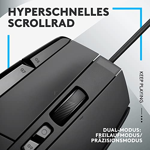 Logitech G G502 X Kabelgebundene Gaming-Maus - LIGHTFORCE Hybrid optisch-mechanische Primärschalter, HERO 25K Gaming-Sensor, Kompatibel PC, East Europe Package - macOS/Windows - Schwarz Bild 3