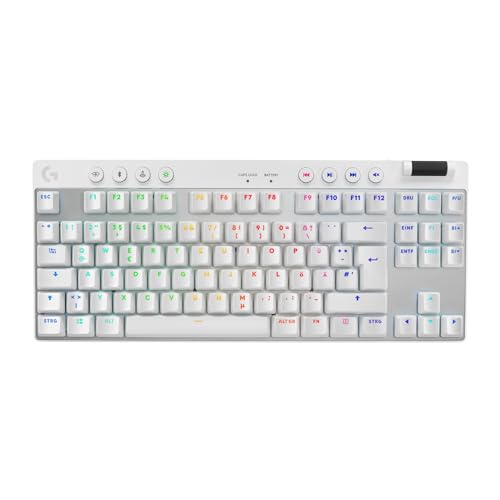 Logitech G PRO X TKL Lightspeed kabellose Gaming-Tastatur, ultramobiles Design ohne Ziffernblock, LIGHTSYNC RGB, PBT-Tastenkappen, Tactile Switches (GX Brown), QWERTZ Deutsches, PC - Weiß Bild 1