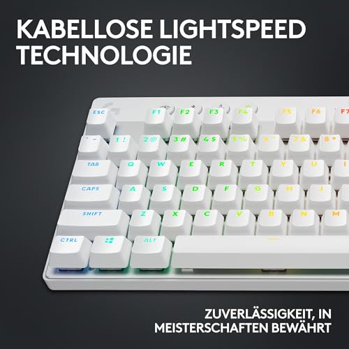 Logitech G PRO X TKL Lightspeed kabellose Gaming-Tastatur, ultramobiles Design ohne Ziffernblock, LIGHTSYNC RGB, PBT-Tastenkappen, Tactile Switches (GX Brown), QWERTZ Deutsches, PC - Weiß Bild 3