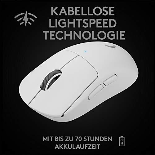 Logitech G PRO X SUPERLIGHT kabellose Gaming-Maus mit HERO 25K Sensor, Ultra-leicht mit 63g, 5 programmierbare Tasten, 70 Stunden Akkulaufzeit, PTFE-Füße ohne Zusatzstoffe, PC/Mac - Weiß Bild 3