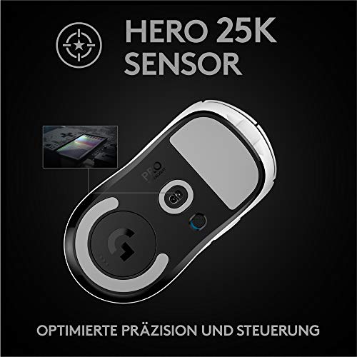 Logitech G PRO X SUPERLIGHT kabellose Gaming-Maus mit HERO 25K Sensor, Ultra-leicht mit 63g, 5 programmierbare Tasten, 70 Stunden Akkulaufzeit, PTFE-Füße ohne Zusatzstoffe, PC/Mac - Weiß Bild 4