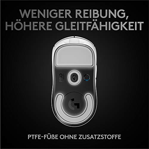 Logitech G PRO X SUPERLIGHT kabellose Gaming-Maus mit HERO 25K Sensor, Ultra-leicht mit 63g, 5 programmierbare Tasten, 70 Stunden Akkulaufzeit, PTFE-Füße ohne Zusatzstoffe, PC/Mac - Weiß Bild 5