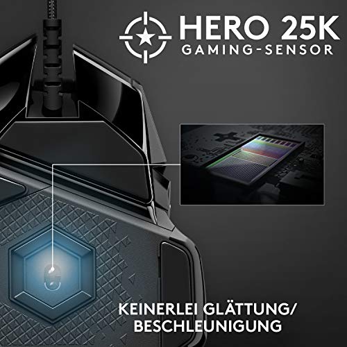 Logitech G502 HERO Gaming-Maus Special Edition mit HERO 25K DPI Sensor, RGB-Beleuchtung, Gewichtstuning, 11 programmierbare Tasten, anpassbare Spielprofile, PC/Mac - Schwarz/Weiß Bild 2