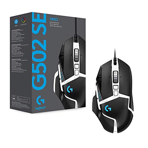 Logitech G502 HERO Gaming-Maus Special Edition mit HERO 25K DPI Sensor, RGB-Beleuchtung, Gewichtstuning, 11 programmierbare Tasten, anpassbare Spielprofile, PC/Mac - Schwarz/Weiß Bild 6