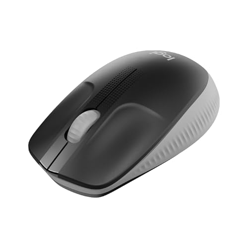 Logitech kabellose Maus M190, geschwungenes Design für beidhändige Nutzung, Batterielebensdauer von 18 Monaten plus Stromsparmodus, USB-Empfänger, präzise Kontrolle dank breitem Rad und Tasten - Grau Bild 1