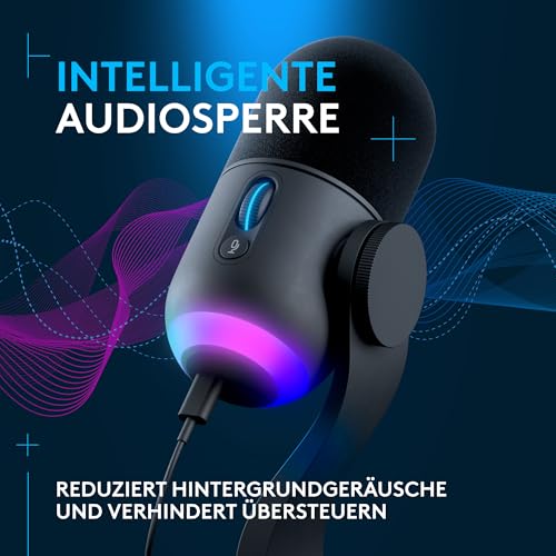 Logitech G Yeti GX dynamisches RGB-Gaming-Mikrofon mit LIGHTSYNC, USB-Mikrofon zum Streaming, Superniere, USB-Plug-and-Play für PC/Mac – Schwarz Bild 5