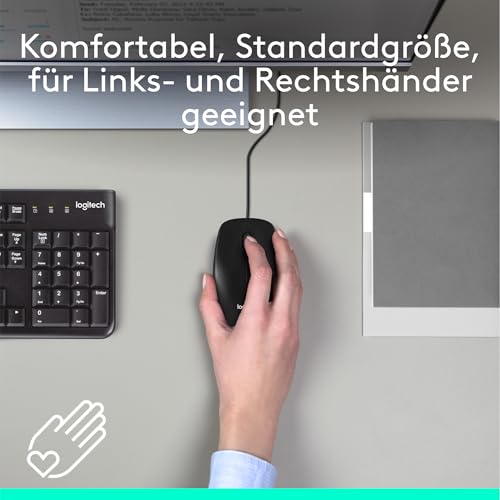 Logitech M100 Kabelgebundene USB-Maus, 3 Tasten, 1000 DPI Optical Tracking, Für Links- und Rechtshänder, Kompatibel mit PC, Mac, Laptop - Grau Bild 2