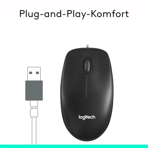 Logitech M100 Kabelgebundene USB-Maus, 3 Tasten, 1000 DPI Optical Tracking, Für Links- und Rechtshänder, Kompatibel mit PC, Mac, Laptop - Grau Bild 3