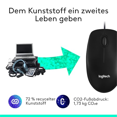 Logitech M100 Kabelgebundene USB-Maus, 3 Tasten, 1000 DPI Optical Tracking, Für Links- und Rechtshänder, Kompatibel mit PC, Mac, Laptop - Grau Bild 4
