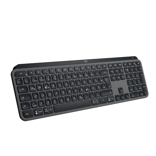 Logitech MX Keys S kabellose Tastatur, Low Profile, Fluid Quiet Typing, Programmable, Backlighting, Bluetooth, USB C Rechargeable, für Windows PC, Linux, Chrome, Mac, Deutsches QWERTZ - Grau Bild 1