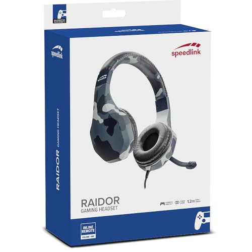 SPEEDLINK RAIDOR Stereo Headset - Gaming Headset/Kopfhörer - Gepolsterte Ohrmuscheln für Gaming/Konsole/PS4, Camouflage-Design, blau Bild 1