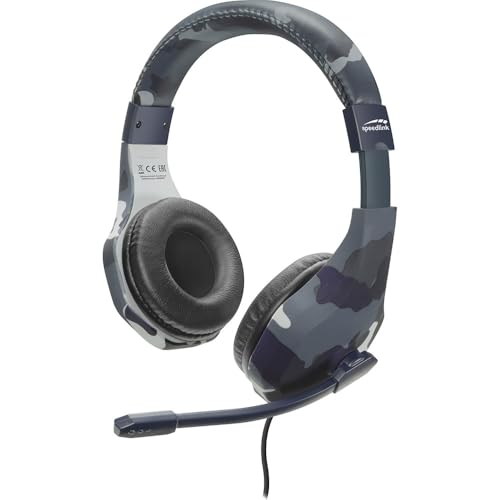 SPEEDLINK RAIDOR Stereo Headset - Gaming Headset/Kopfhörer - Gepolsterte Ohrmuscheln für Gaming/Konsole/PS4, Camouflage-Design, blau Bild 2