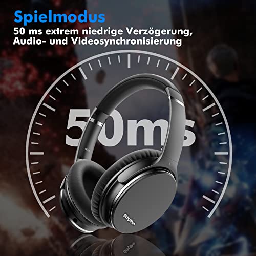 Srhythm NC35 Active Noise Cancelling Kopfhörer Kabellos Bluetooth - LDAC Modus, Schnellladung, 50+ Wiedergabe Over-Ear Kopfhoerer mit Mikrofon, Verbindung von 2 Geräten, Memory Protein Ohrmuscheln Bild 4