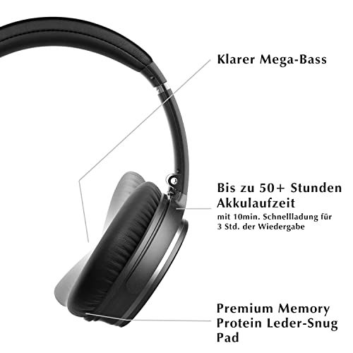 Srhythm NC35 Active Noise Cancelling Kopfhörer Kabellos Bluetooth - LDAC Modus, Schnellladung, 50+ Wiedergabe Over-Ear Kopfhoerer mit Mikrofon, Verbindung von 2 Geräten, Memory Protein Ohrmuscheln Bild 6