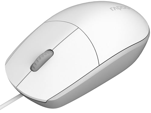 Rapoo N100 Mouse - USB-Maus mit Kabel, kabelgebunden über USB-A, 1600 dpi, Beidhändig, Plug & Play, für PC Desktop, Laptop, Windows, weiß Bild 1