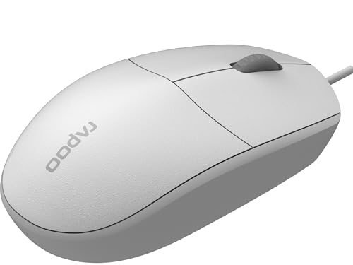 Rapoo N100 Mouse - USB-Maus mit Kabel, kabelgebunden über USB-A, 1600 dpi, Beidhändig, Plug & Play, für PC Desktop, Laptop, Windows, weiß Bild 3