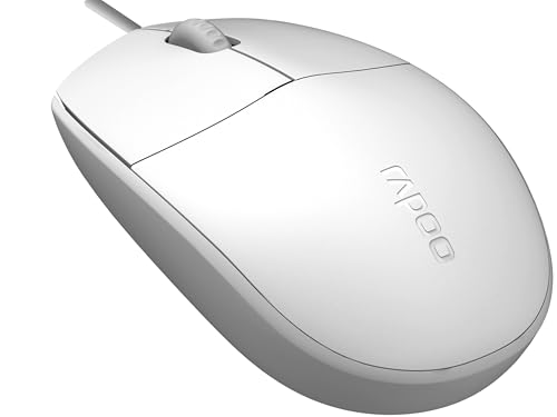 Rapoo N100 Mouse - USB-Maus mit Kabel, kabelgebunden über USB-A, 1600 dpi, Beidhändig, Plug & Play, für PC Desktop, Laptop, Windows, weiß Bild 4