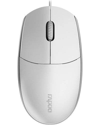 Rapoo N100 Mouse - USB-Maus mit Kabel, kabelgebunden über USB-A, 1600 dpi, Beidhändig, Plug & Play, für PC Desktop, Laptop, Windows, weiß Bild 5