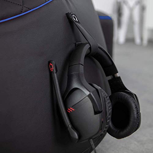 Gamewarez Arctic Hurricane 2.0 Bundle – Set aus Gaming-Hocker und Gaming-Sitzsack, mit Seitentasche & Headset-Halter, Kunstleder, Made in Germany, schwarz-blau Bild 7