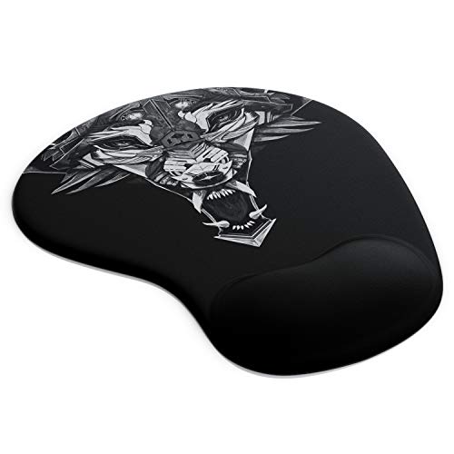 CSL - Mauspad mit Gelkissen - Titanwolf Gaming Handgelenkauflage - Mousepad - Gel Handballenauflage Handauflage Gelpolster ergonomisch - wasserabweisend und abwaschbar - schwarz Bild 1
